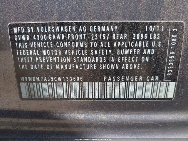Продажа на аукционе авто 2012 Volkswagen Golf Tdi 4-door, vin: WVWDM7AJ9CW133606, номер лота: 45343468