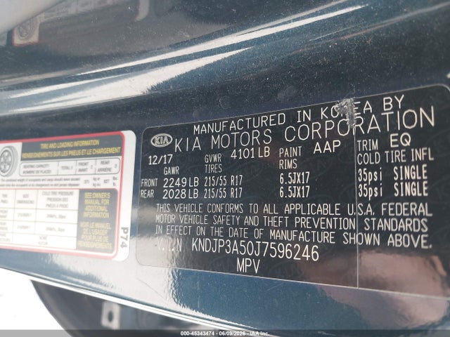 Aukcja sprzedaży 2018 Kia Soul +, vin: KNDJP3A50J7596246, numer aukcji: 45343474