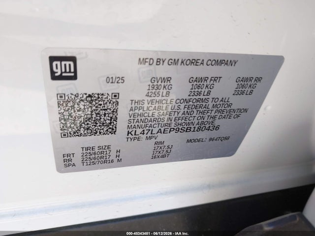 2025 Buick Envista Preferred Fwd მანქანა იყიდება აუქციონზე, vin: KL47LAEP9SB180436, აუქციონის ნომერი: 45343481
