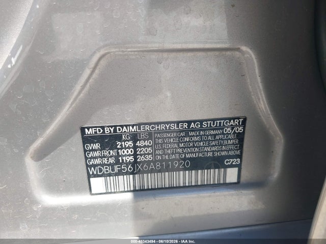 2006 Mercedes-benz E-class 3.5l მანქანა იყიდება აუქციონზე, vin: WDBUF56JX6A811920, აუქციონის ნომერი: 45343494