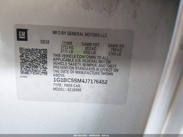1G1BC5SM4J7176452 Chevrolet Cruze Ls Auto
