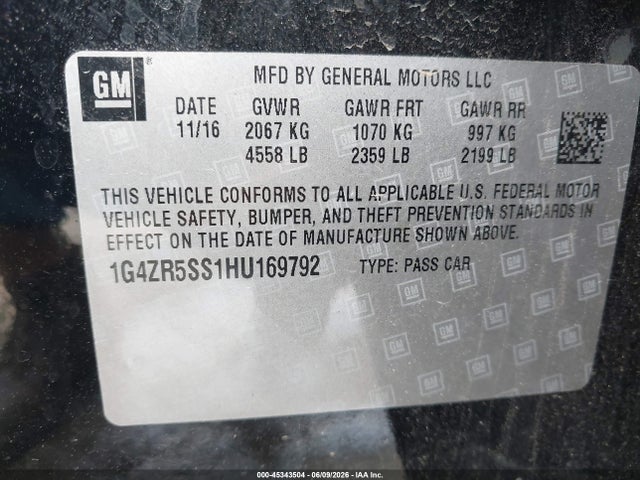 Aukcja sprzedaży 2017 Buick Lacrosse Premium, vin: 1G4ZR5SS1HU169792, numer aukcji: 45343504