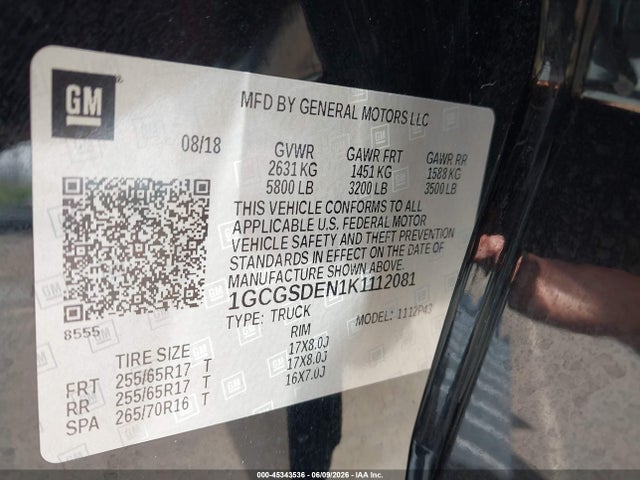 Продаж на аукціоні авто 2019 Chevrolet Colorado Z71, vin: 1GCGSDEN1K1112081, номер лоту: 45343536