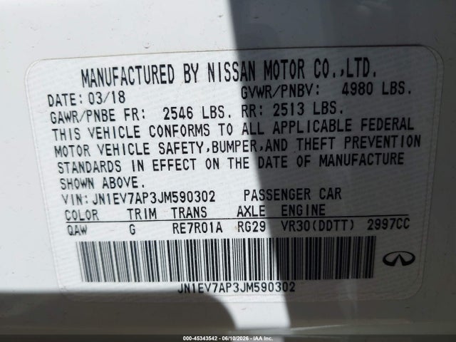 JN1EV7AP3JM590302 Infiniti Q50 3.0t Luxe