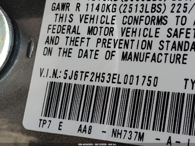 5J6TF2H53EL001750 Honda Crosstour Ex-l V6