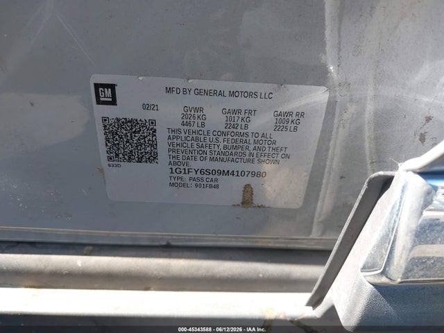 1G1FY6S09M4107980 Chevrolet Bolt Ev Fwd Lt