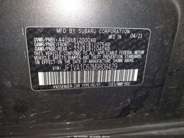 JF1VA1C62M9808429 Subaru Wrx Premium