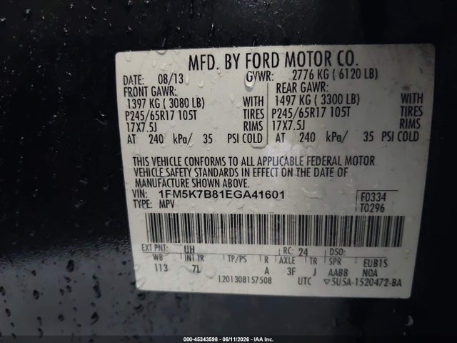 Ford Explorer 2014 1FM5K7B81EGA41601 Image 9