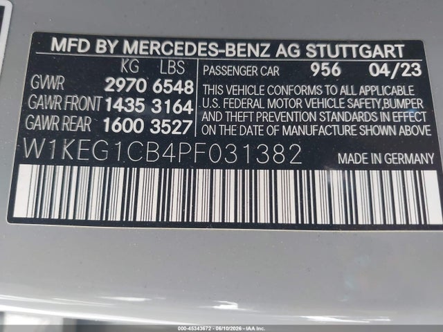W1KEG1CB4PF031382 Mercedes-Benz Eqe 350 4matic