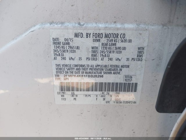 Ford Edge Titanium 2015 2FMPK4K81FBB28298 Image 9