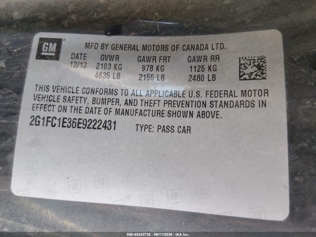2014 Chevrolet Camaro 2lt მანქანა იყიდება აუქციონზე, vin: 2G1FC1E36E9222431, აუქციონის ნომერი: 45343730