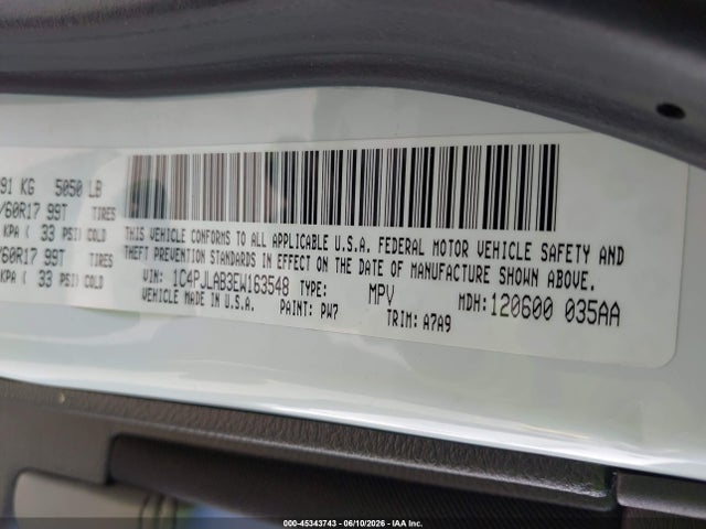 45343743 :رقم المزاد ، 1C4PJLAB3EW163548 vin ، 2014 Jeep Cherokee Sport مزاد بيع