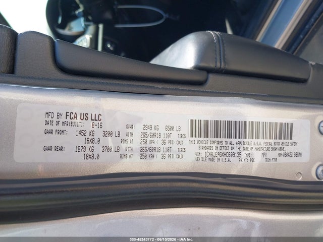 Aukcja sprzedaży 2017 Jeep Grand Cherokee Laredo 4x2, vin: 1C4RJEAGXHC609135, numer aukcji: 45343772