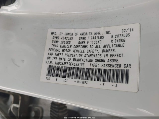 Honda Accord Ex-l V-6 2014 1HGCR3F80EA025100 Image 9