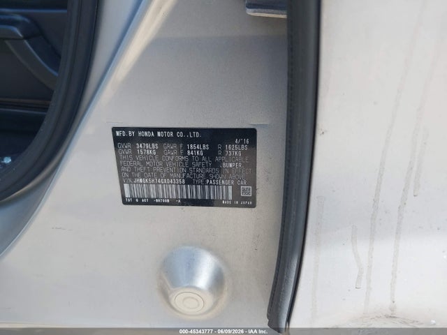 Aukcja sprzedaży 2016 Honda Fit Ex, vin: JHMGK5H74GX043358, numer aukcji: 45343777