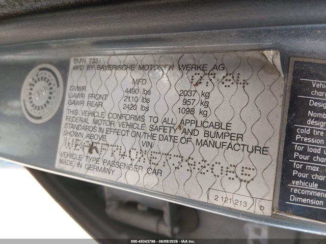 Aukcja sprzedaży 1984 Bmw 733 I, vin: WBAFF740XE7398065, numer aukcji: 45343796