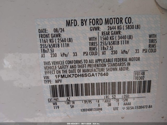 1FMUK7DH6SGA17640 Ford Explorer Active