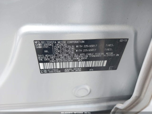 Toyota RAV4 LE 2015 JTMZFREV2FD052858 Image 9