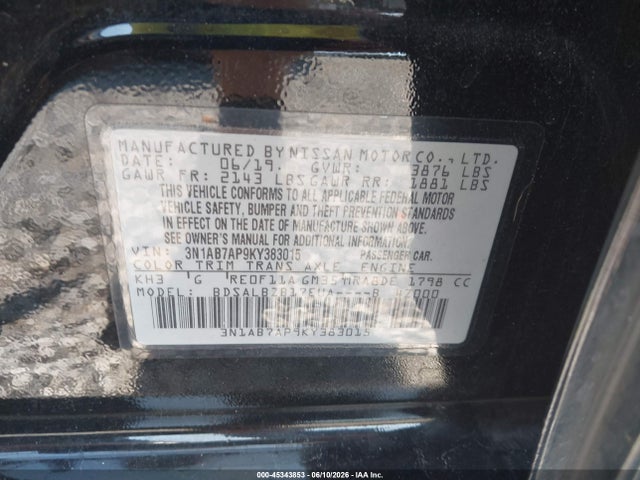 Nissan SENTRA S 2019 3N1AB7AP9KY383015 Image 9