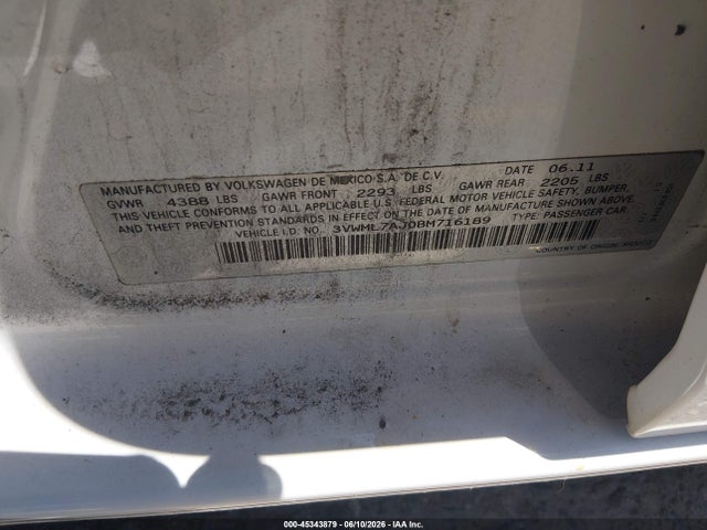 45343879 :رقم المزاد ، 3VWML7AJ0BM716189 vin ، 2011 Volkswagen Jetta Sportwagen 2.0l Tdi مزاد بيع