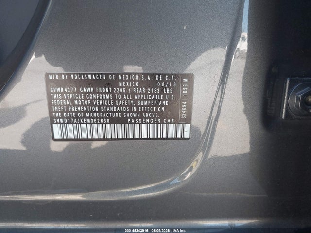 Продажа на аукционе авто 2014 Volkswagen Jetta 1.8t Se, vin: 3VWD17AJXEM362630, номер лота: 45343916