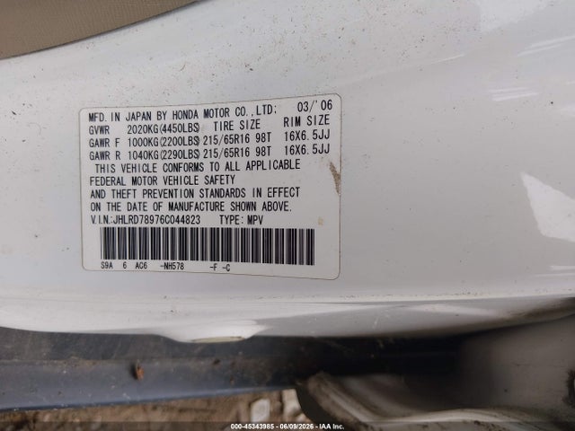 Продаж на аукціоні авто 2006 Honda Cr-v Se, vin: JHLRD78976C044823, номер лоту: 45343985