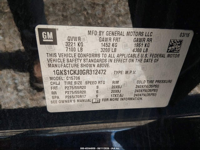 GMC YUKON DENALI 2016 1GKS1CKJ0GR312472 Image 9