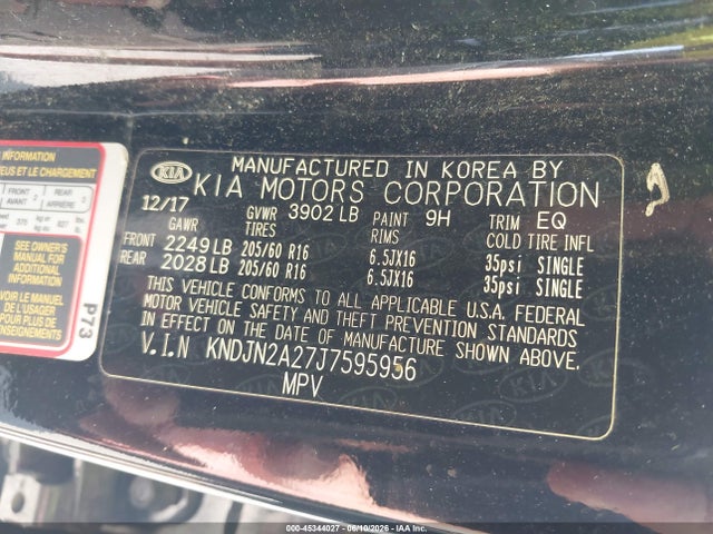 Aukcja sprzedaży 2018 Kia Soul, vin: KNDJN2A27J7595956, numer aukcji: 45344027