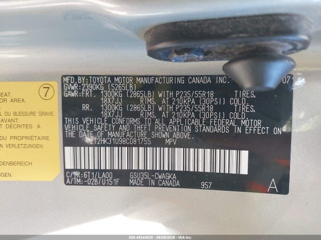 Auction sale of the 2008 Lexus Rx 350, vin: 2T2HK31U98C081755, lot number: 45344028