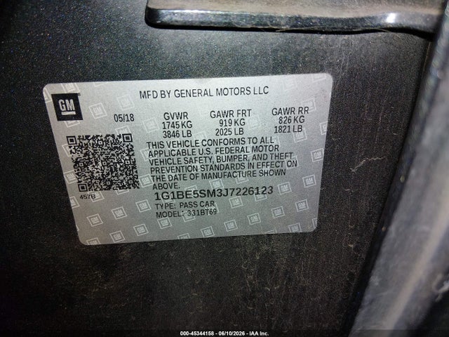1G1BE5SM3J7226123 Chevrolet Cruze Lt Auto