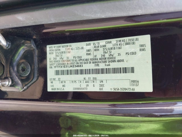 Ford F-150 Xlt 2018 1FTFX1E51JKE54683 Image 9