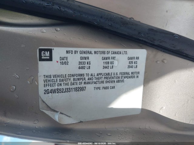 Aukcja sprzedaży 2003 Buick Century Custom, vin: 2G4WS52J331182997, numer aukcji: 45344262