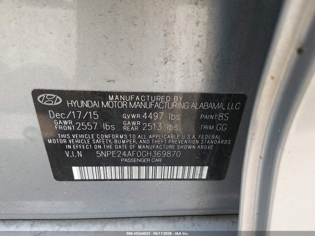 Hyundai SONATA SE 2016 5NPE24AF0GH369870 Image 9
