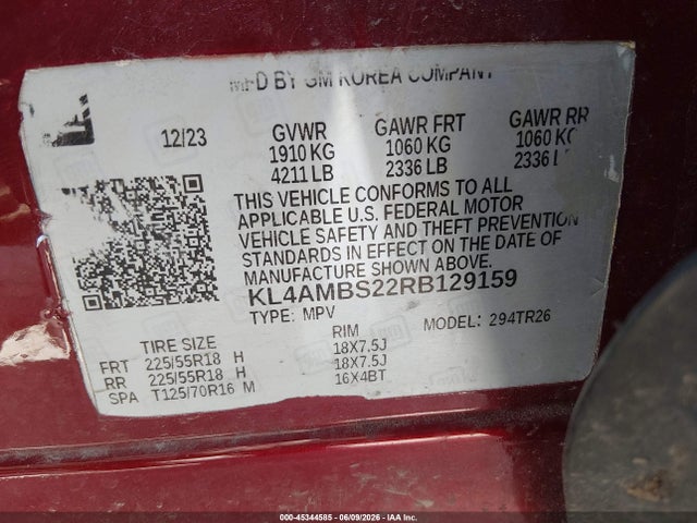 Aukcja sprzedaży 2024 Buick Encore Gx Preferred Fwd, vin: KL4AMBS22RB129159, numer aukcji: 45344585