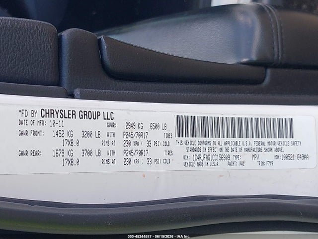 Aukcja sprzedaży 2012 Jeep Grand Cherokee Laredo, vin: 1C4RJFAG1CC156909, numer aukcji: 45344587