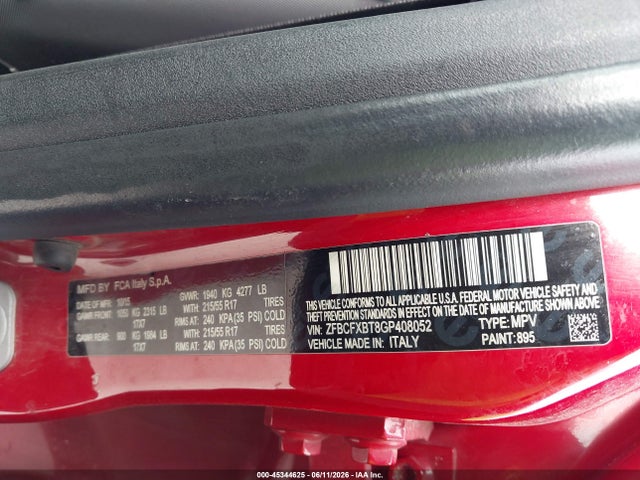 Aukcja sprzedaży 2016 Fiat 500x Easy, vin: ZFBCFXBT8GP408052, numer aukcji: 45344625