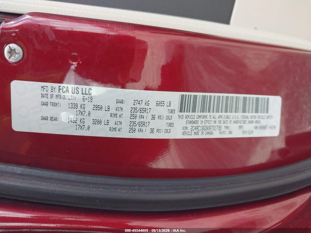Aukcja sprzedaży 2019 Chrysler Pacifica Touring L, vin: 2C4RC1BG5KR731739, numer aukcji: 45344685