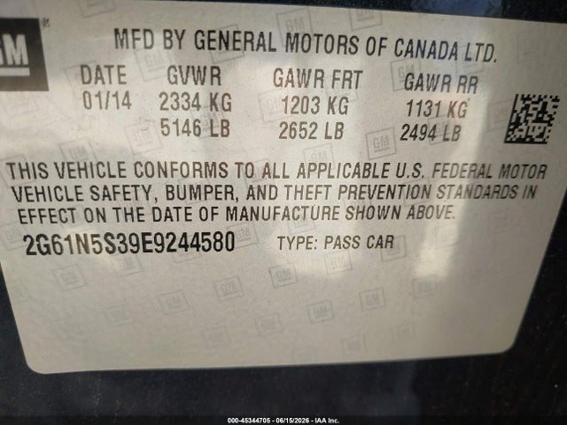 Продажа на аукционе авто 2014 Cadillac Xts Luxury, vin: 2G61N5S39E9244580, номер лота: 45344705