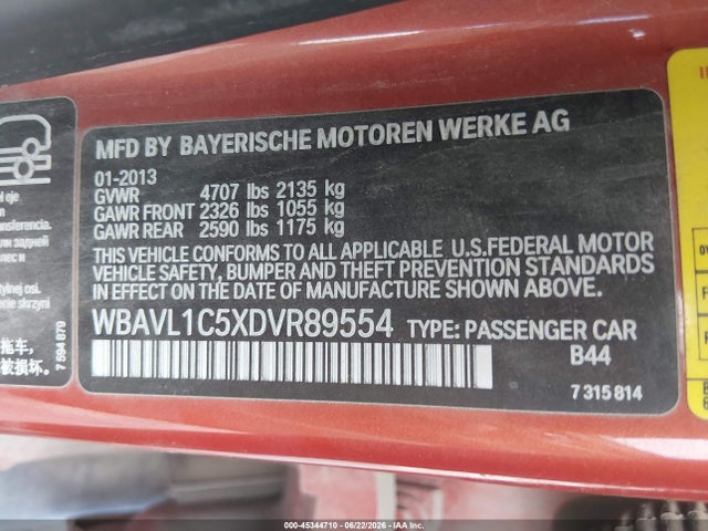 Продажа на аукционе авто 2013 Bmw X1 Xdrive28i, vin: WBAVL1C5XDVR89554, номер лота: 45344710
