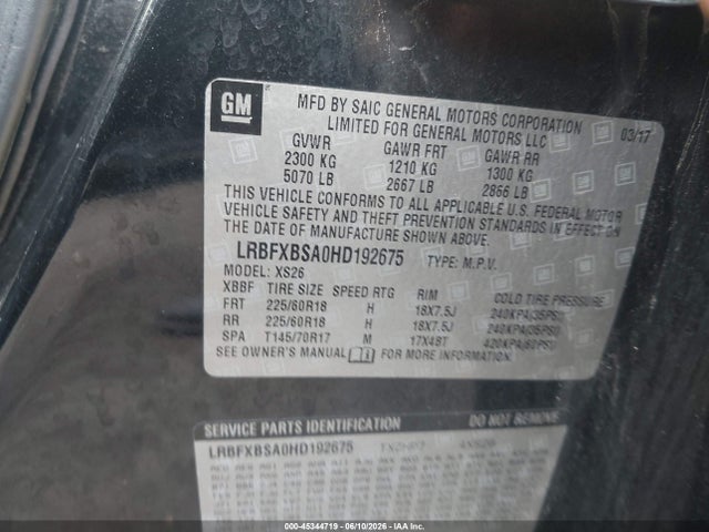 Aukcja sprzedaży 2017 Buick Envision Essence, vin: LRBFXBSA0HD192675, numer aukcji: 45344719