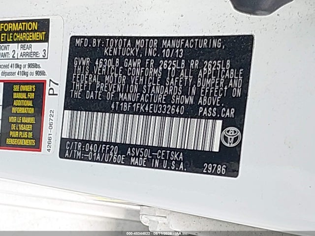 Toyota CAMRY SE 2014 4T1BF1FK4EU332640 Image 9