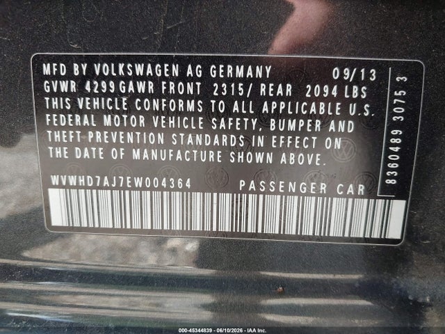 Aukcja sprzedaży 2014 Volkswagen Gti Wolfsburg Edition, vin: WVWHD7AJ7EW004364, numer aukcji: 45344839