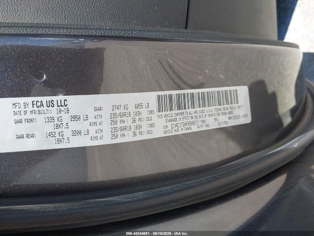 45344881 :رقم المزاد ، 2C4RC1FGXKR508011 vin ، 2019 Chrysler Pacifica Touring Plus مزاد بيع