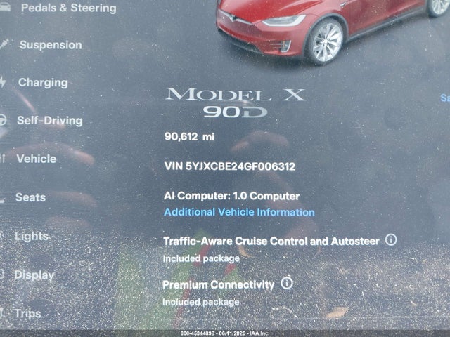 Tesla Model X 60d/70d/75d/90d/p100d 2016 5YJXCBE24GF006312 Image 15