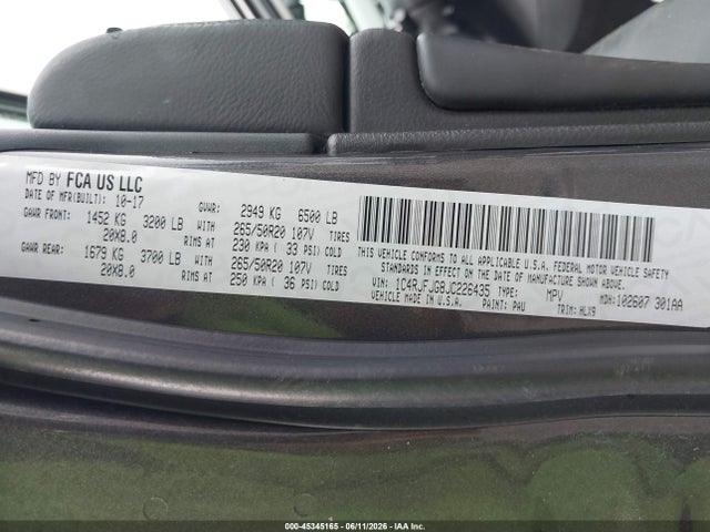 1C4RJFJG8JC226435 Jeep Grand Cherokee Summit 4x4