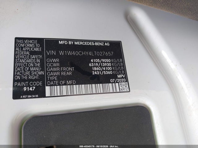 W1W40CHY4LT027657 Mercedes-Benz Sprinter 2500 High Roof I4