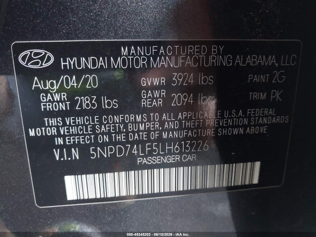 Hyundai ELANTRA SE 2020 5NPD74LF5LH613226 Image 9