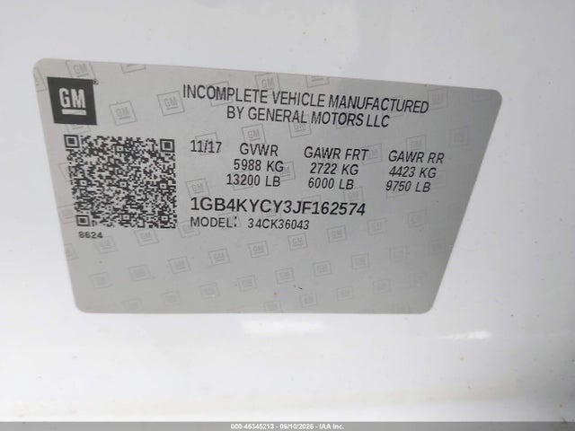 Продажа на аукционе авто 2018 Chevrolet Silverado 3500hd Chassis Wt, vin: 1GB4KYCY3JF162574, номер лота: 45345213