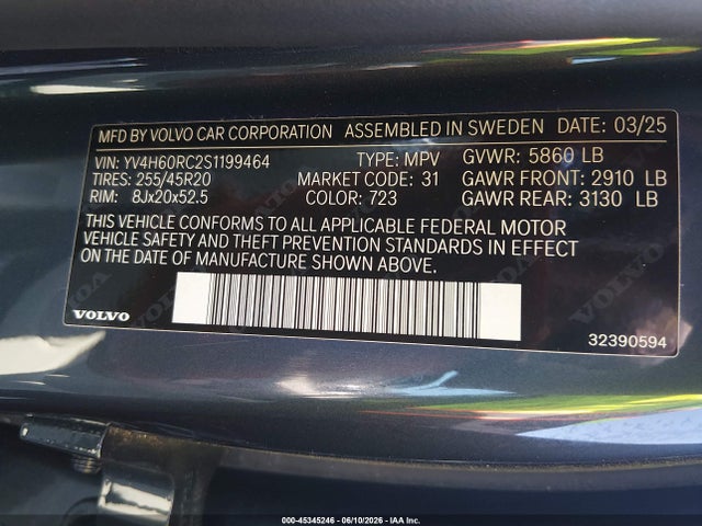 YV4H60RC2S1199464 Volvo Xc60 Plug-in Hybrid Plus