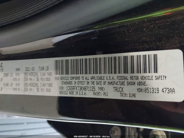 Продажа на аукционе авто 2019 Ram 1500 Longhorn  4x4 5'7 Box, vin: 1C6SRFKT3KN871125, номер лота: 45345327